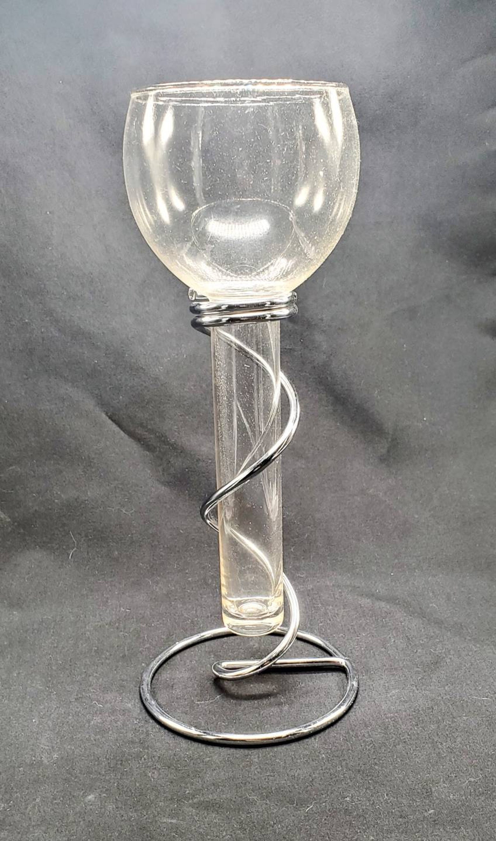 Floating Clear Glass Taper Candle Holder With Metal Stand Etsy