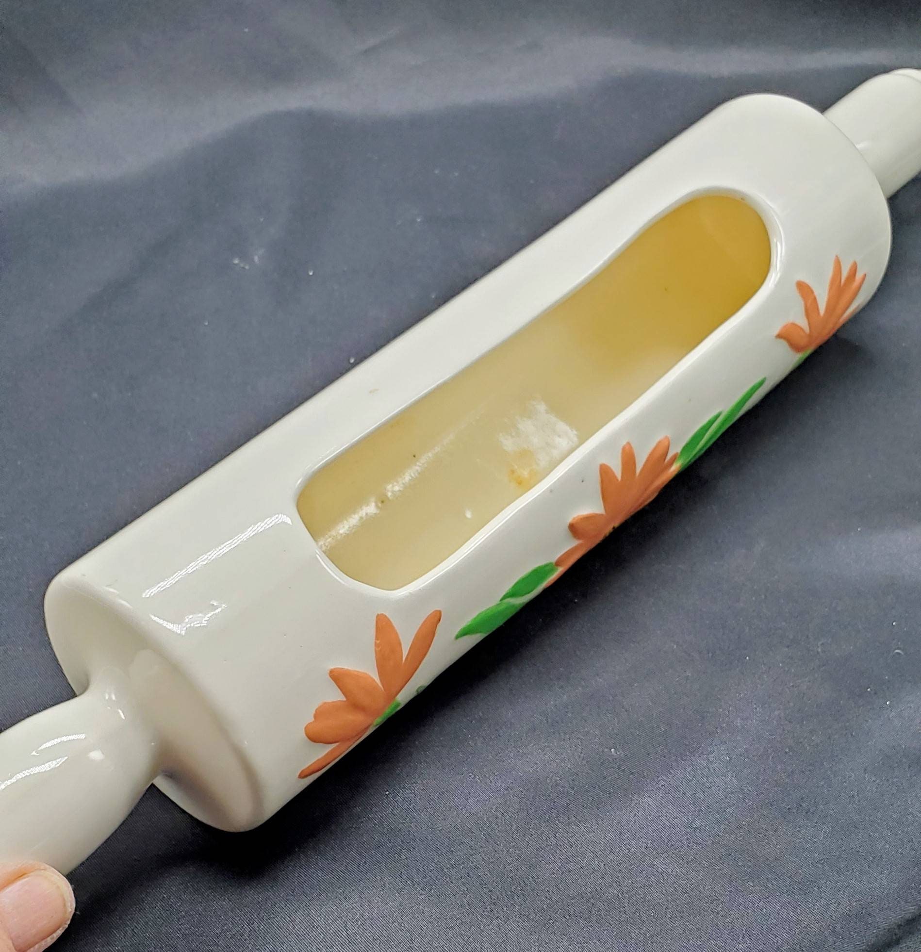 Hand Painted Ceramic Rolling Pin Planter Recipe Stand Hobbyist Etsy