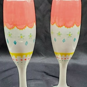 Handpainted Ceramic Wine Chalis Glasses Goblets