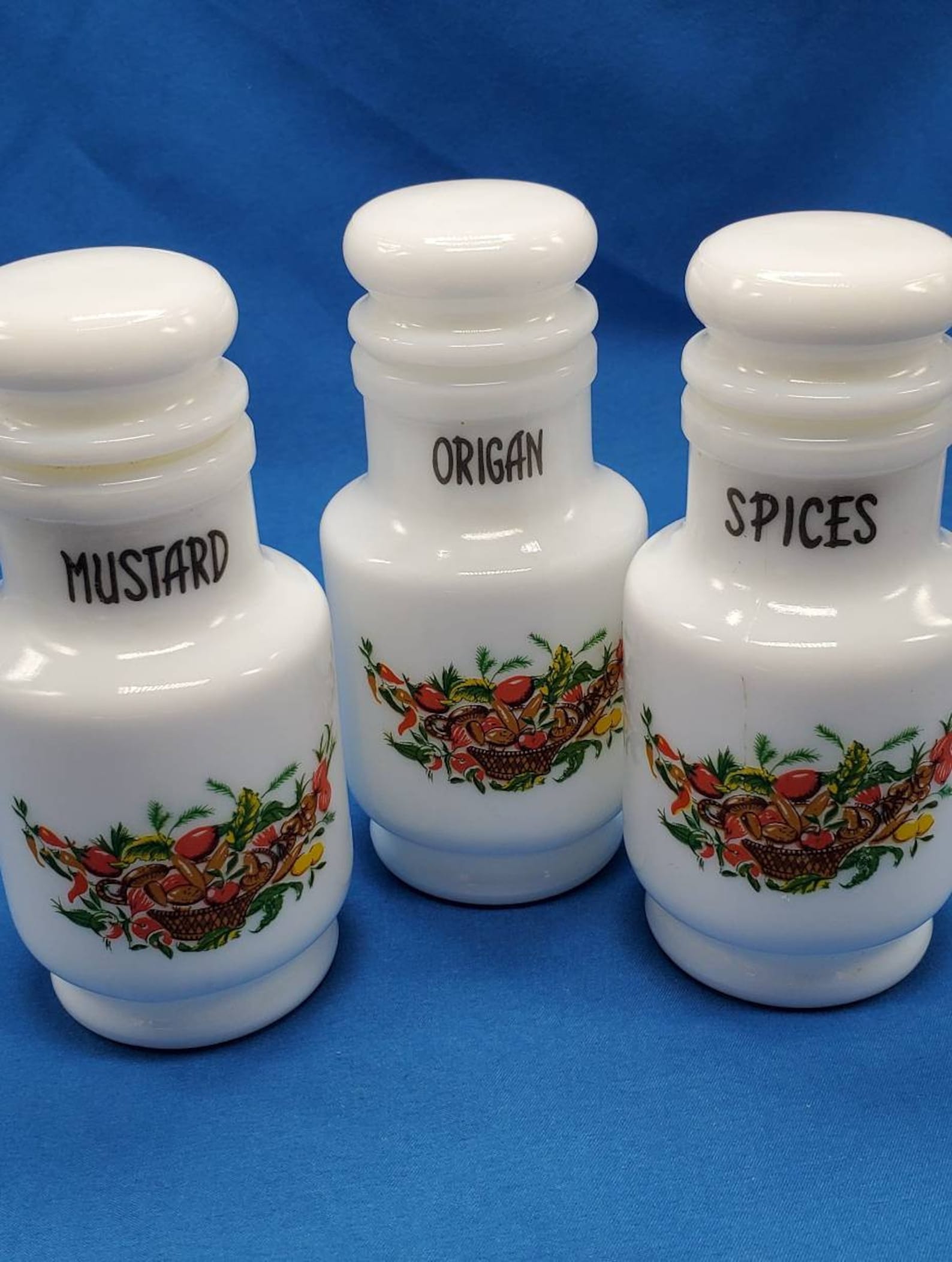 Vintage Opaque Milk Glass Spice Jars Italian made by DECOR Etsy