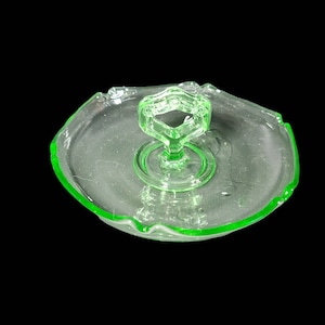 Green Uranium Depression Glass Nappy Dish