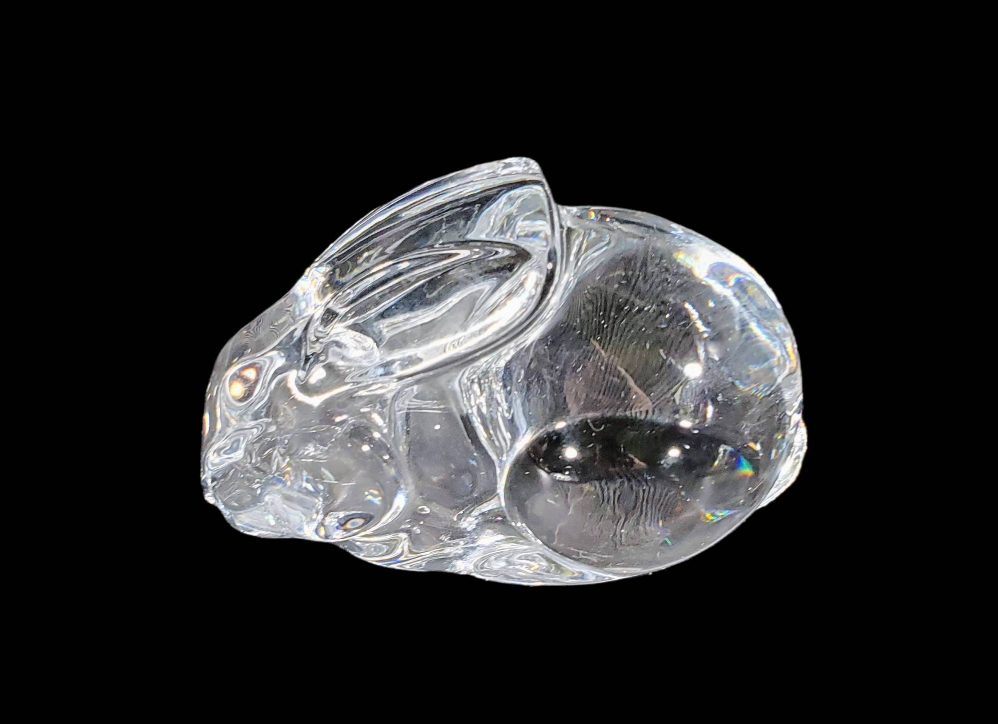 Vintage Val St Lambert Bunny Clear Glass Paperweight Signed - Etsy