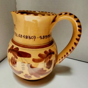 Roma Trastevere Ristorante Pottery Pitcher Jug Handmade in Italy