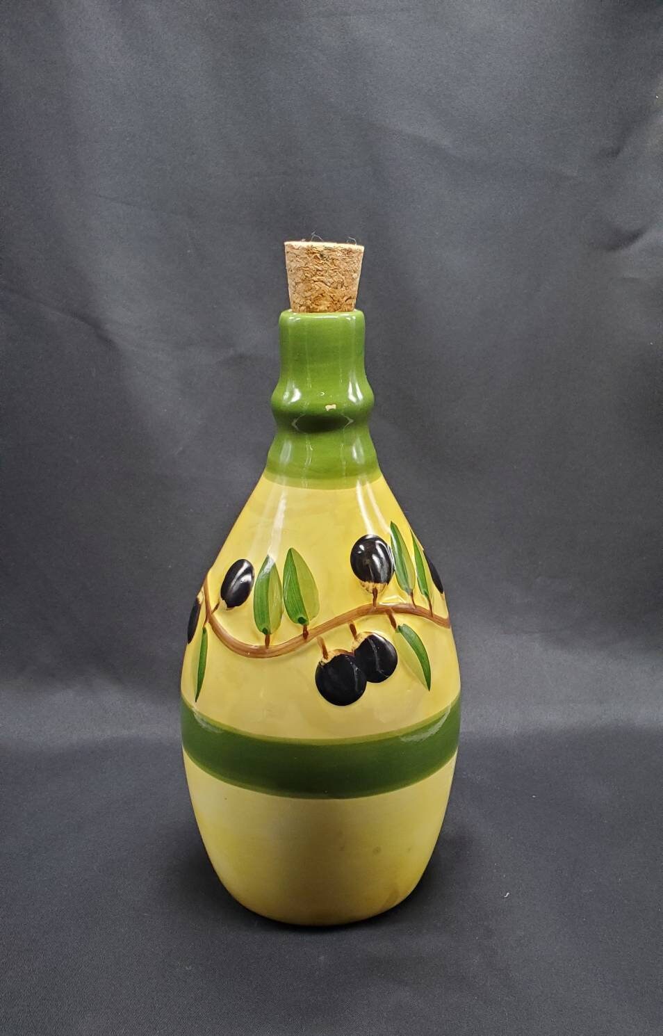 Ceramic Olive Oil Cruet with Cork Stopper Etsy