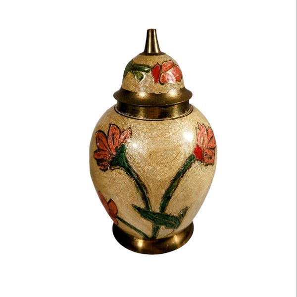 Vintage Brass and Enamel Cloisonné Ginger Jar