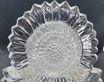 Molded Glass Sunflower Tealight Candle Holder