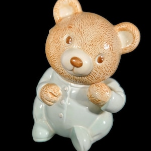 Vintage Teddy Bear in Pajamas Coin Bank