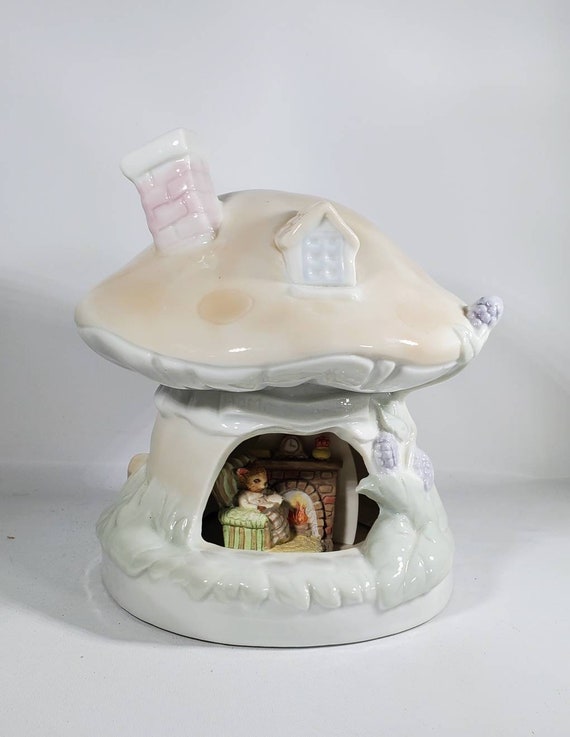 Vintage Enesco Ceramic Mushroom House Nightlite Etsy