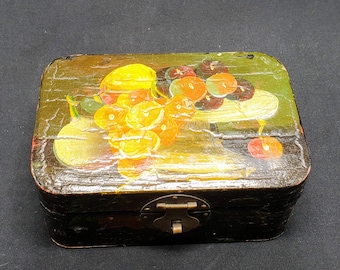 Vintage Hand Painted Hinged Jewelry Box Trinket Keeper