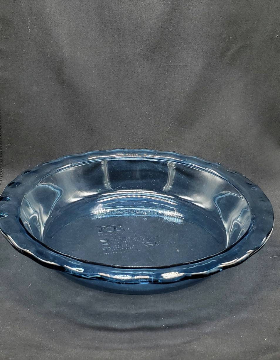 Pyrex Blue Glass Ruffled Edge Pie Plate Etsy