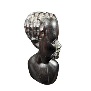 African Wood Male Bust Figurine Ebony Wood