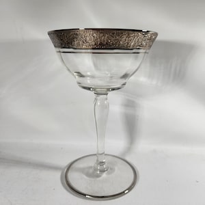 Vintage Glastonbury Rambler Rose Platinum Rim Cordial Liquor Glass
