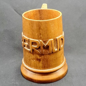 BERMUDA Raised Lettering Wood Tourist Beer Stein Mug