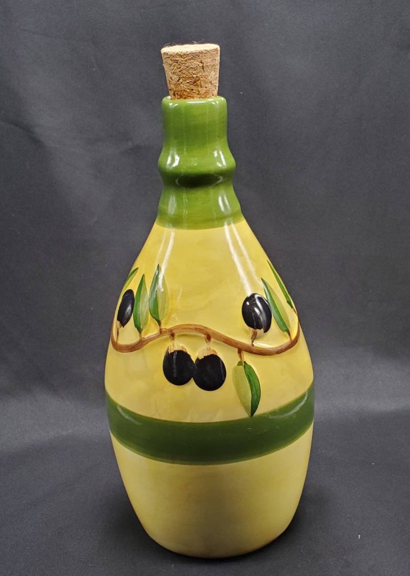 Ceramic Olive Oil Cruet with Cork Stopper Etsy