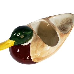 Décor de figurine de planteur de canard colvert en céramique vintage
