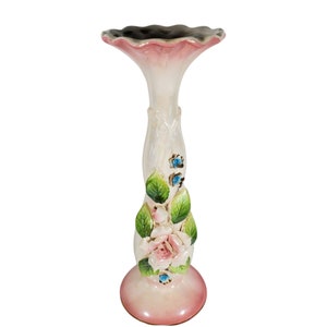 Norcrest Japanese Applied Flowers Bud Vase