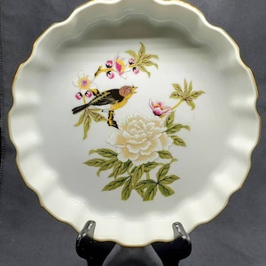 9&quot; Quiche Pie Plate Chinese Garden Fine China by SHAFFORD