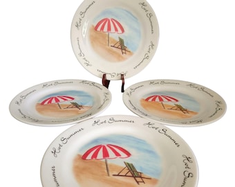 Trisa Melamine Hot Summer Beach Poolside Themed Dessert Plates Set