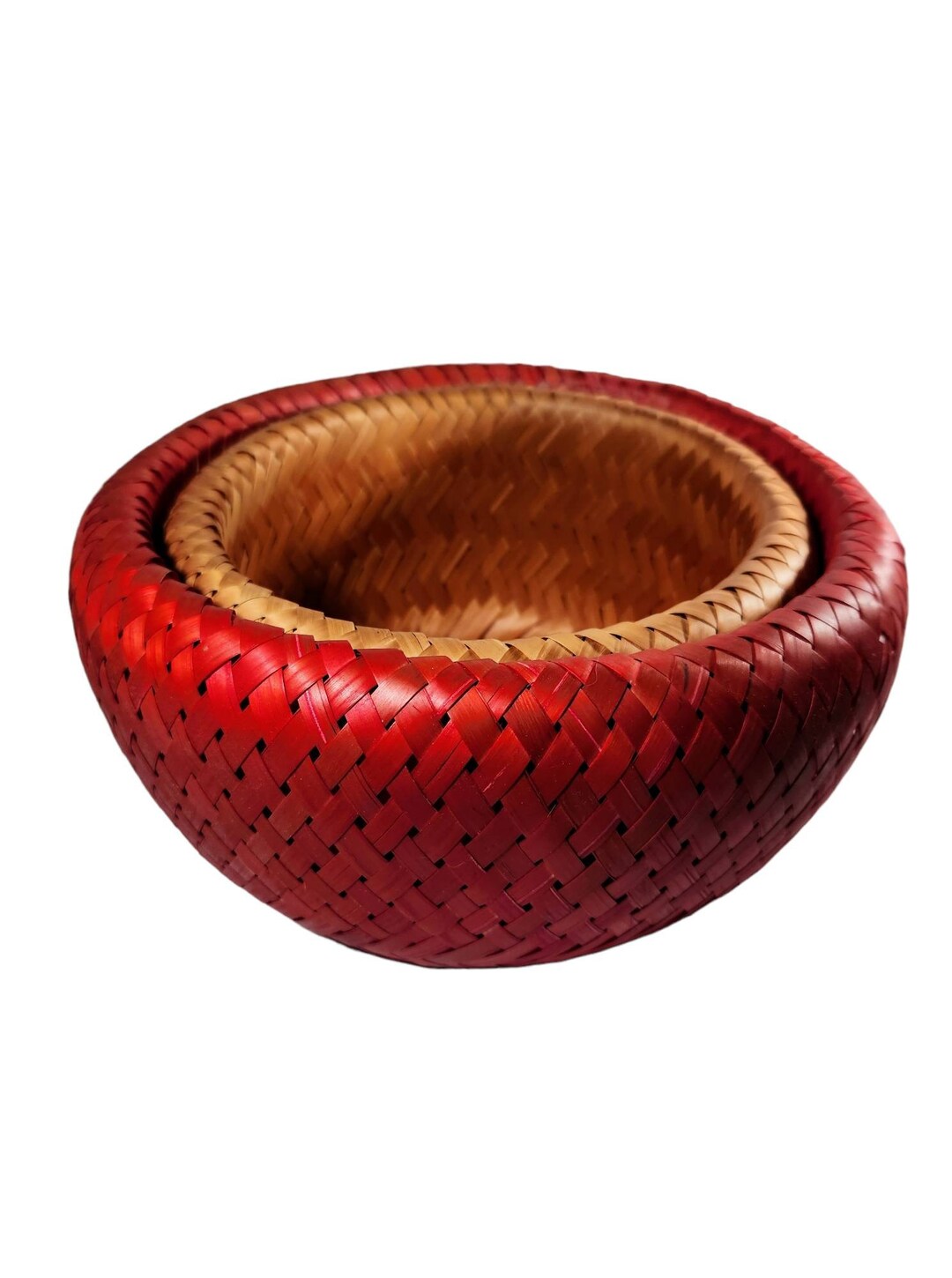 Crate and Barrell Bambu Orange and Red Stackable Baskets Set of 2 Etsy