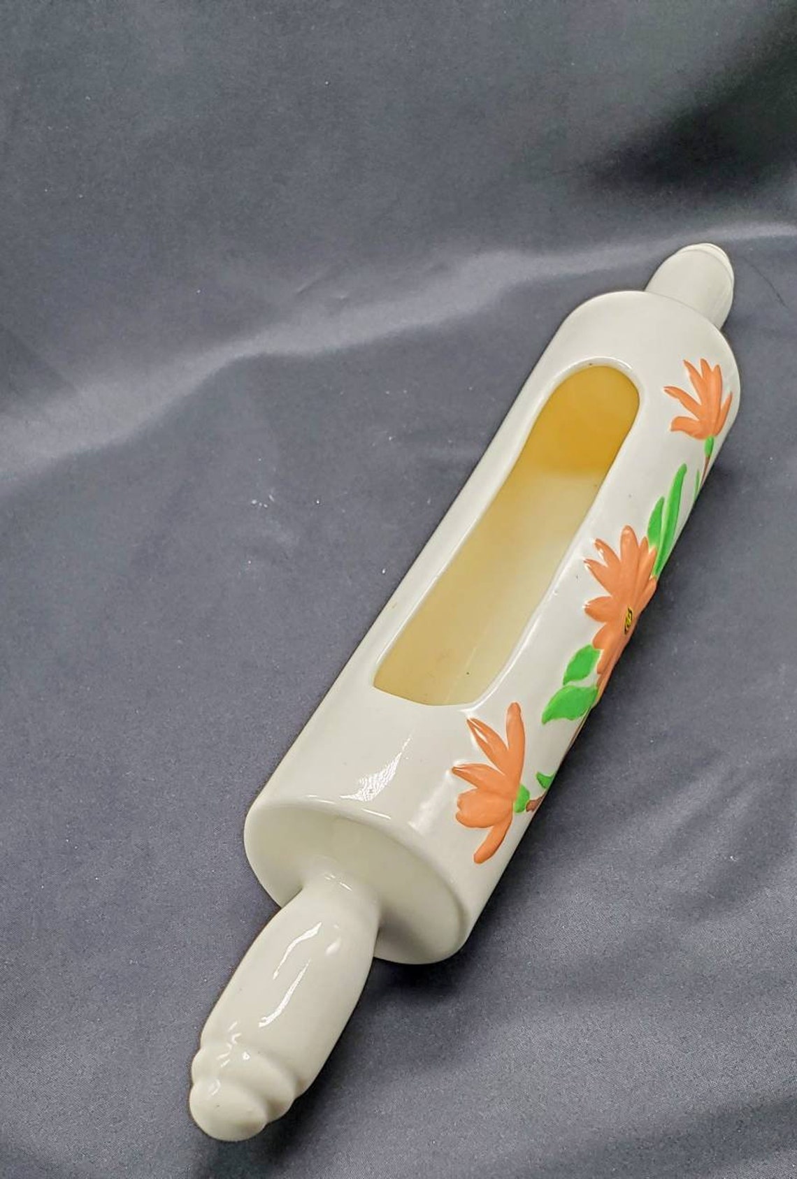 Hand Painted Ceramic Rolling Pin Planter Recipe Stand Hobbyist Etsy