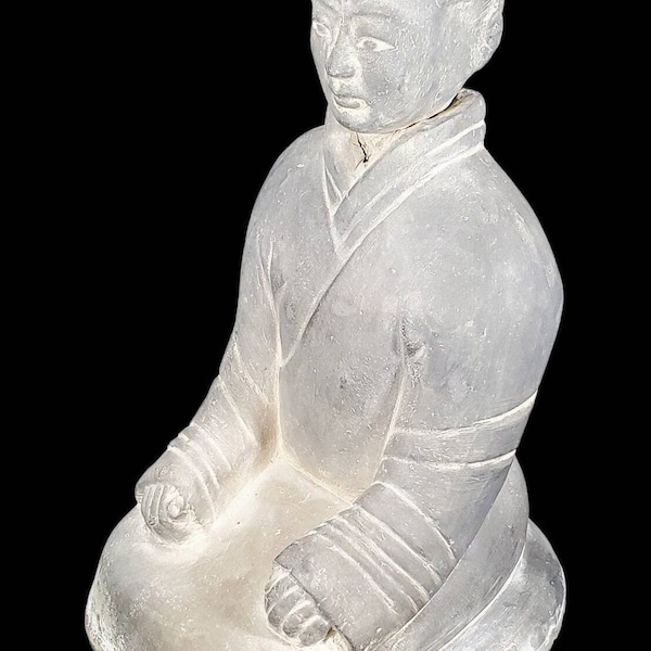 Figurine de statue de guerrier chinois en poterie sculptée à la main