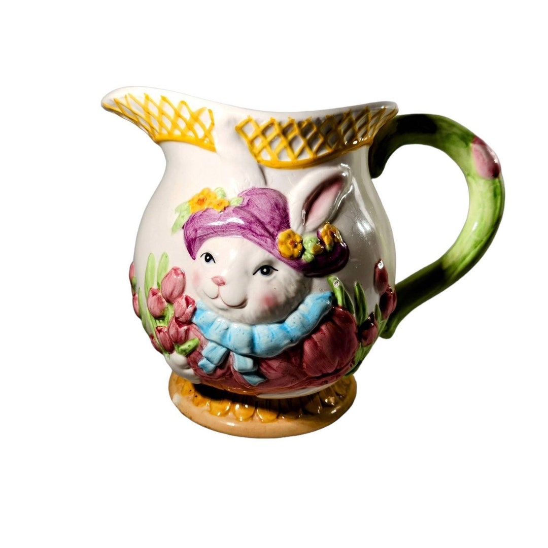 Easter Bunny Ceramic Pitcher Display Holiday Decor - Etsy