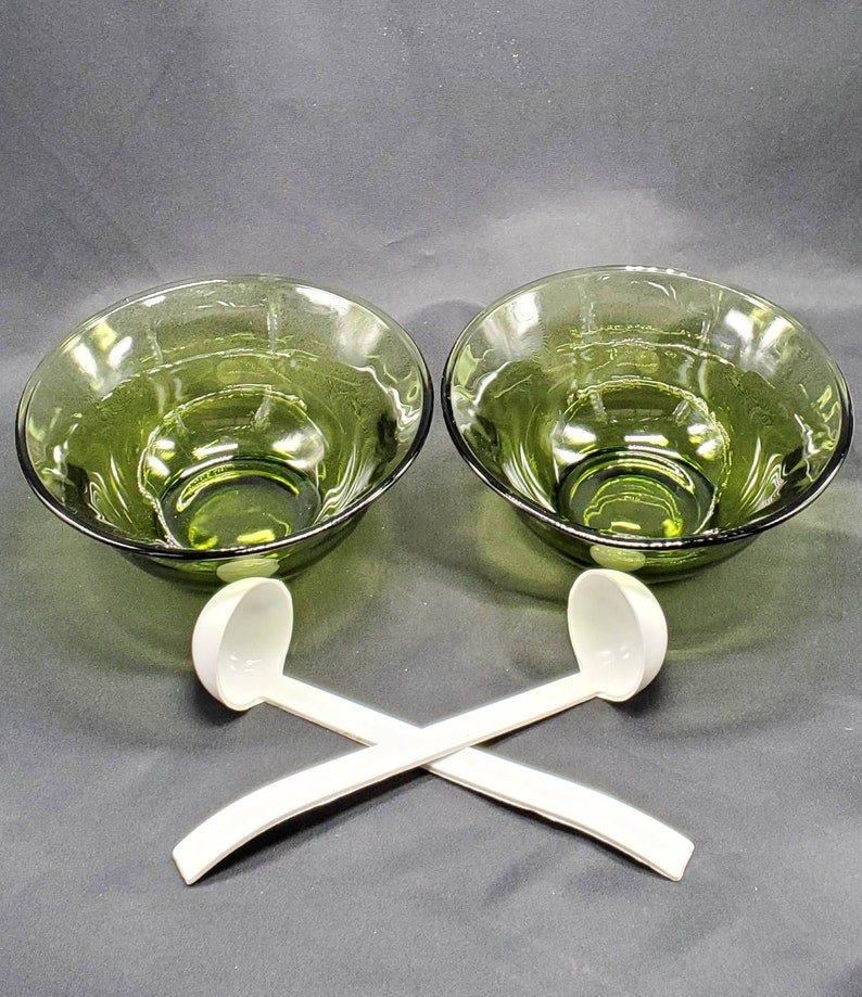 Avocado Green Glass Condiment Serving Bowls Set of 2 Etsy