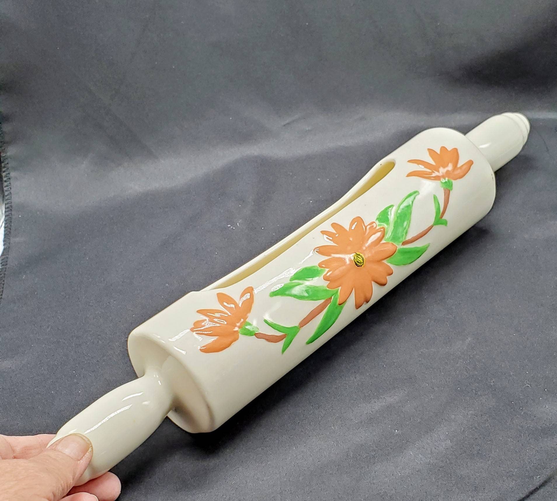 Hand Painted Ceramic Rolling Pin Planter Recipe Stand Hobbyist Etsy