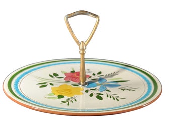 Vintage Stangl Country Garden Serving Tidbit Platter Appetizer or Serving Dish Tray Colorful Floral Design Mid Century