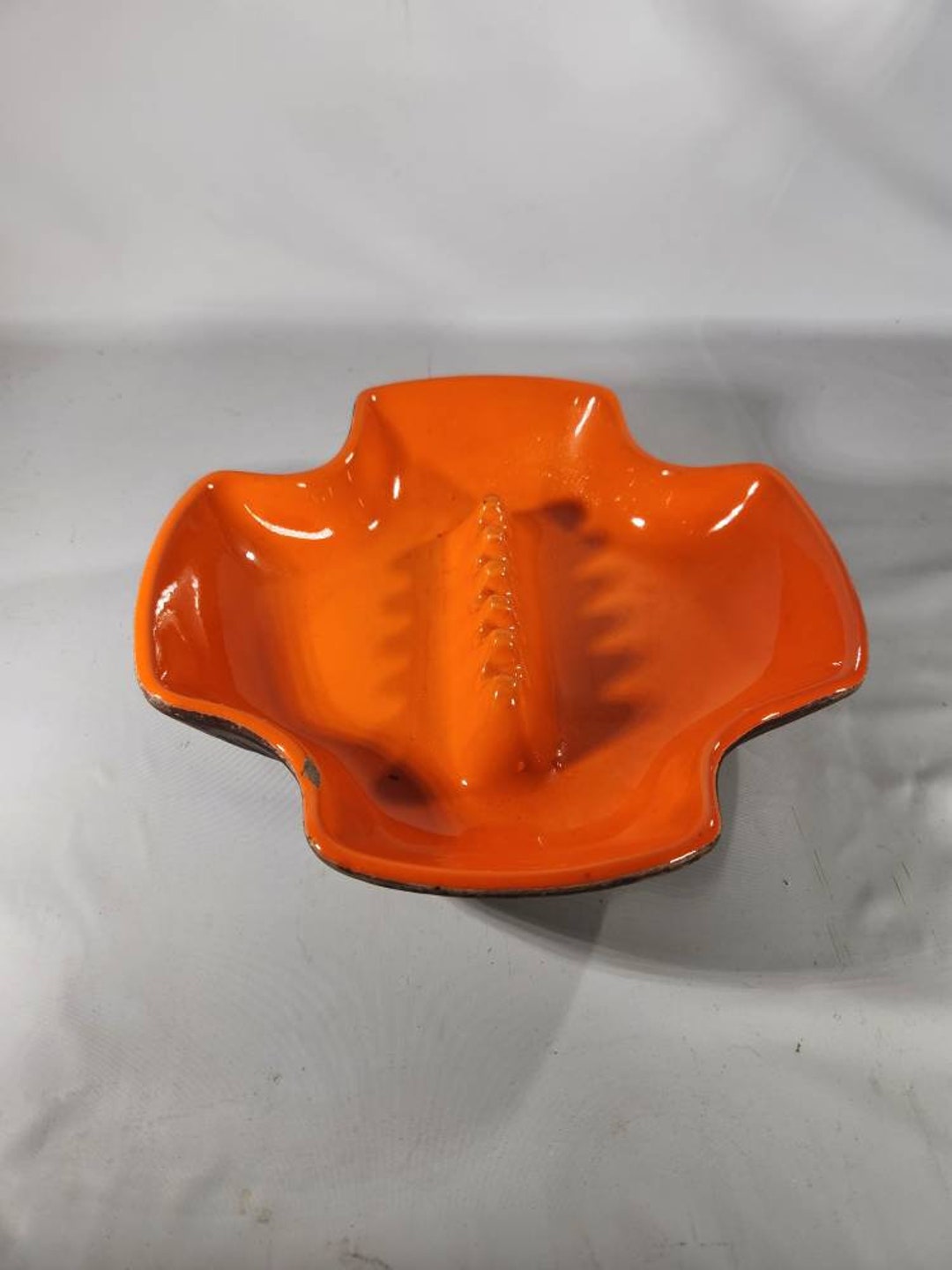 Vintage Treasure Craft Ashtray Brown Vivid Orange 7005 USA Art Etsy