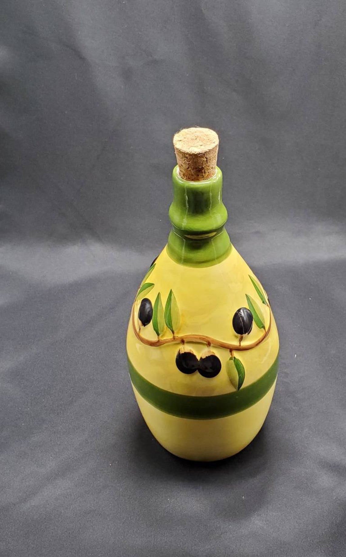 Ceramic Olive Oil Cruet with Cork Stopper Etsy