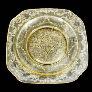 Vintage Federal Depression Glass Amber Yellow Madrid Pattern