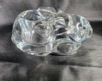 Vintage Indiana Glass Clear Glass Bunny Rabbit Votive Holder