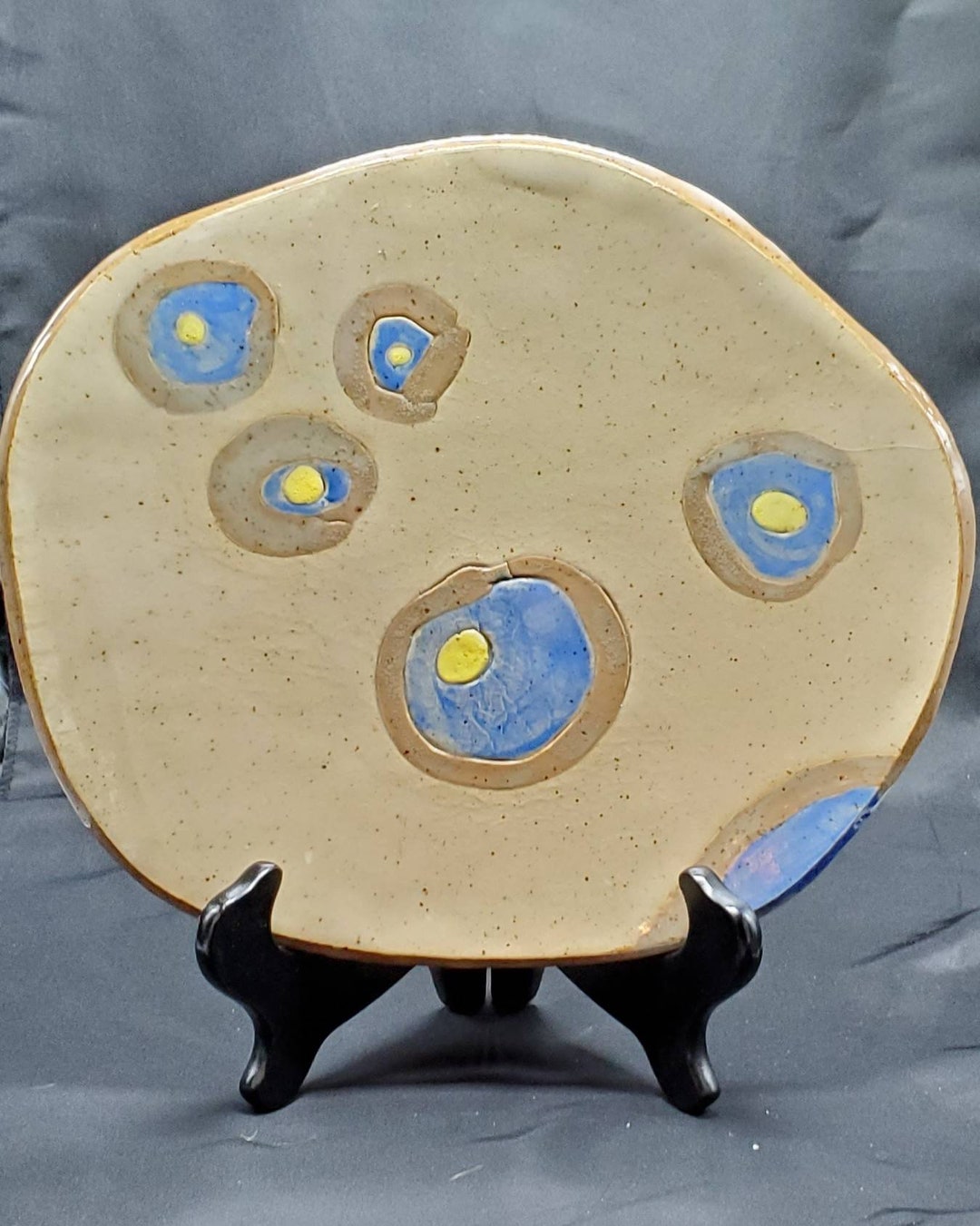Handmade Art Pottery Abstract Modern Design Circles Tray Plate Display ...
