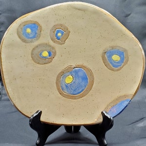 Handmade Art Pottery Abstract Modern Design Circles Tray Plate Display