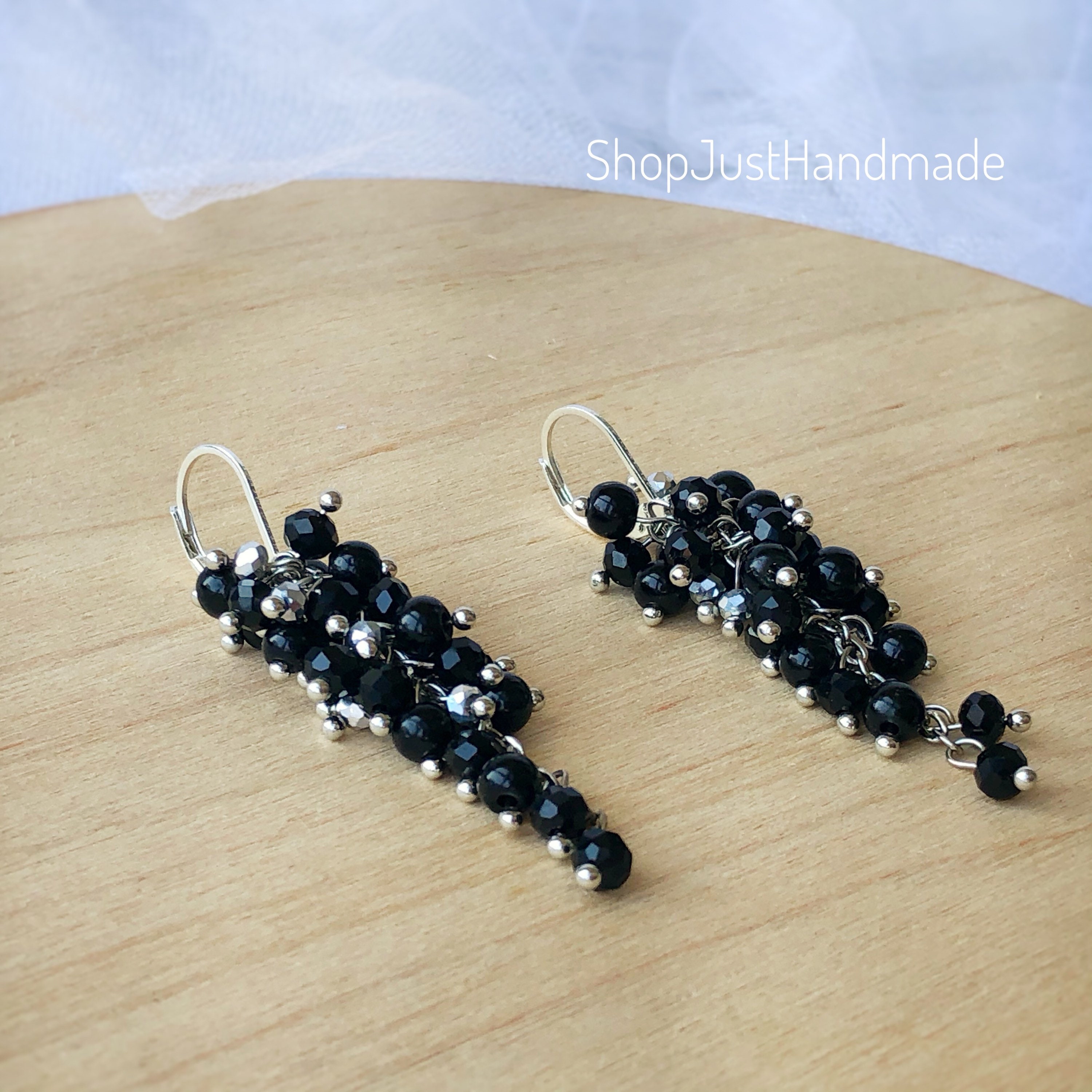 Black necklace and earrings set black casual necklace black Etsy