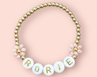 Custom Name Girls Bracelet Dainty Daisy Bracelet for Toddler and Girls