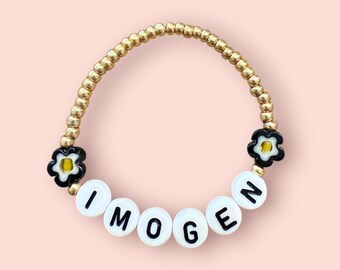 Custom Name Girls Bracelet Dainty Daisy Bracelet for Toddler and Girls