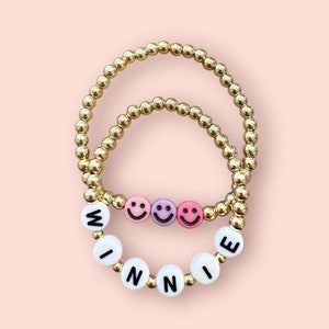 Custom Name Smiley Girls Bracelet Set for Toddler and Girls