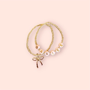 Custom Coquette Bow Name Girls Bracelet for Toddler and Girls