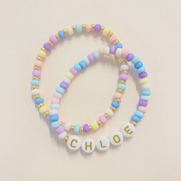 Custom Name Girls Bracelet Pastel Bracelet for Toddler and Girls