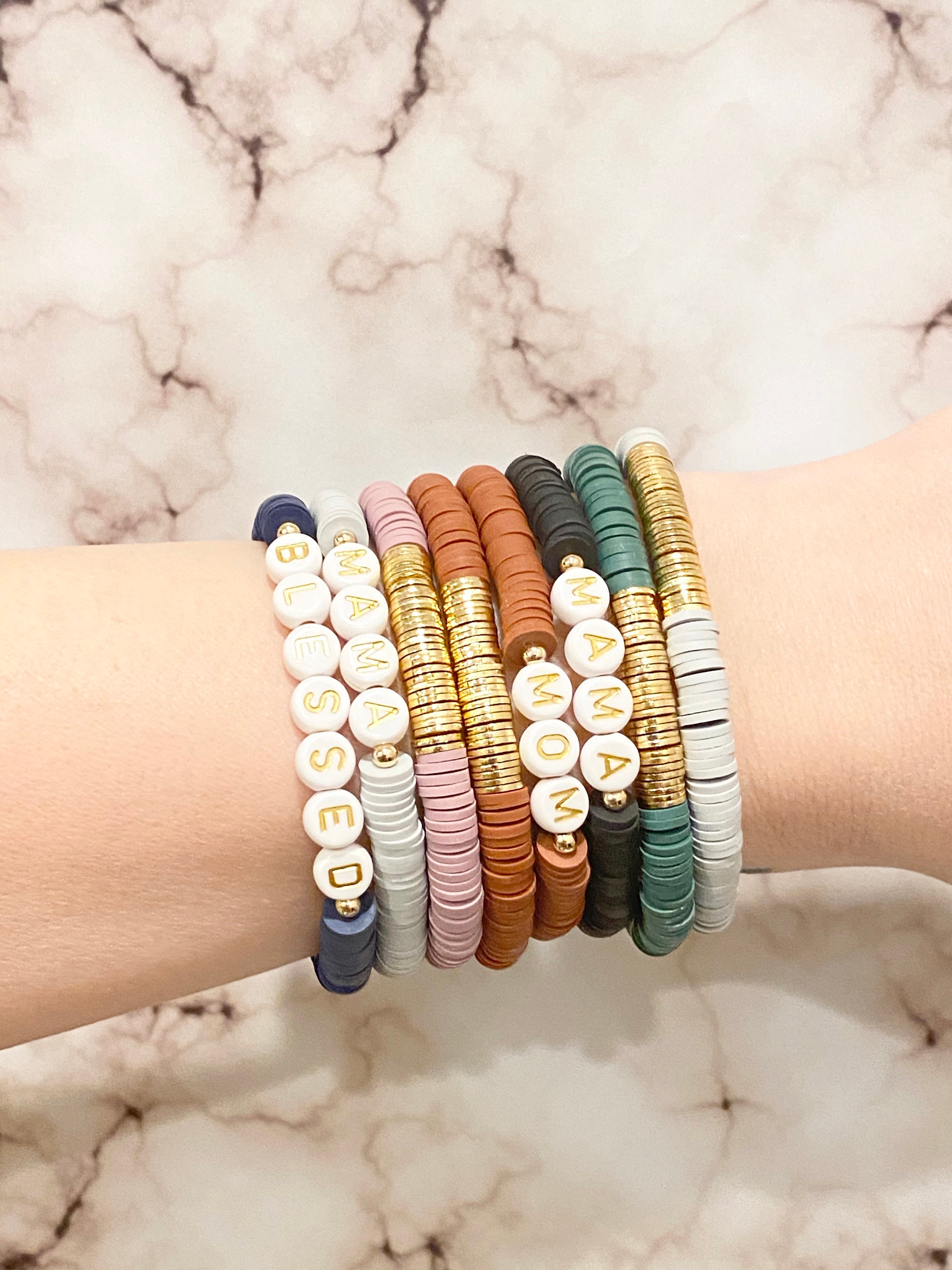 Name Bracelet Heishi Personalized Custom Name Choose Any Word Gifts f…