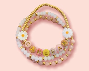 Custom Name Girls Bracelet Boho Daisy Bracelet for Toddler and Girls