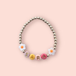 Custom Name Girls Bracelet Boho Daisy Bracelet for Toddler and Girls