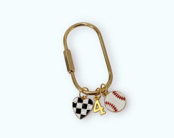 Custom Sports Keychain Bag Charm Personalized Baseball Football Soccer Softball Basketball Volleyball Dance Cheer Sports Mom Carabiner
