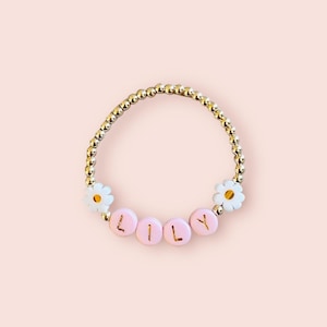 Custom Name Girls Bracelet Boho Daisy Bracelet for Toddler and Girls