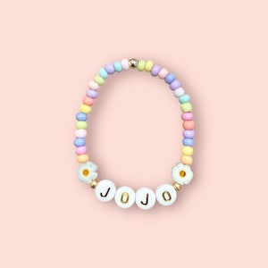Custom Name Girls Bracelet Boho Daisy Bracelet for Toddler and Girls Candy Pastel Bracelet