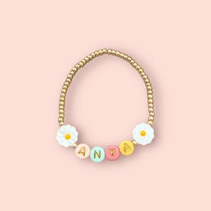 Custom Name Girls Bracelet Boho Daisy Bracelet for Toddler and Girls