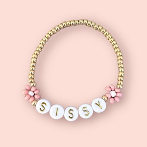 Custom Name Girls Bracelet Boho Daisy Bracelet for Toddler and Girls