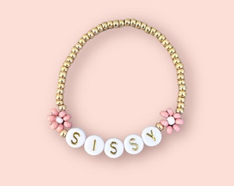 Custom Name Girls Bracelet Boho Daisy Bracelet for Toddler and Girls